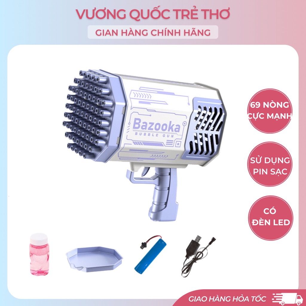 Súng Bắn Bong Bóng Xà Phòng 64 Nòng Siêu To Siêu Mạnh Sử Dụng Pin Sạc Vuongquoctretho, Máy Thổi Bong Bóng Xà Phòng