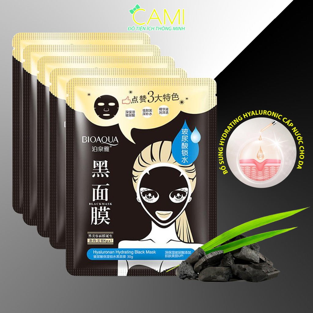 Mặt nạ HA đen Bioaqua cấp nước, ngăn mụn và dưỡng da phù hợp với mọi loại da - Cami - BA_001