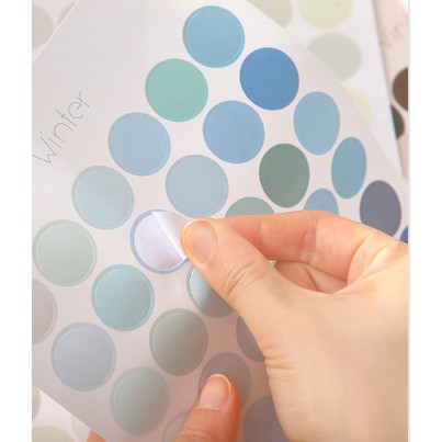 Set 48 Round sticker, phụ kiện dán postcard, dán ảnh DIY - Văn Phòng Phẩm Sáng Tạo