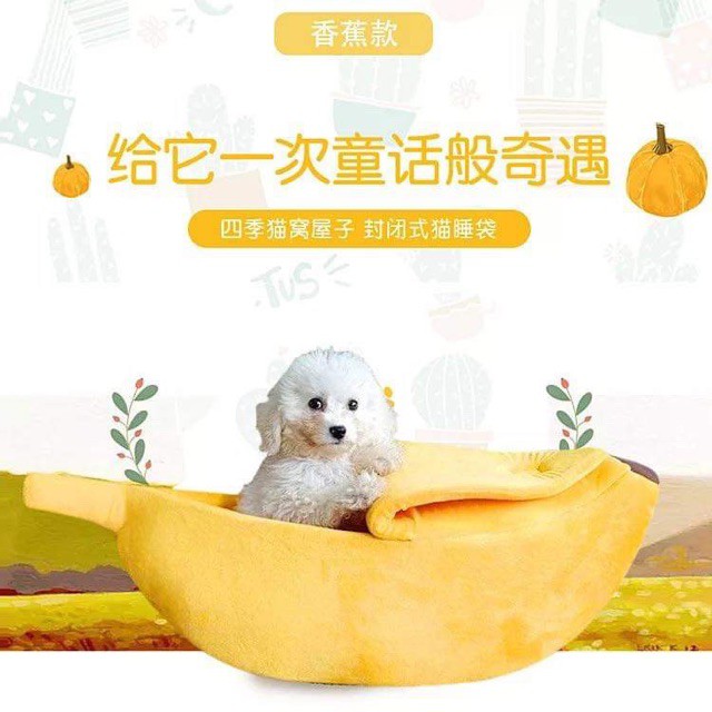 Ổ nằm trái chuối có nắp dành cho cún, mèo 🍌🍌