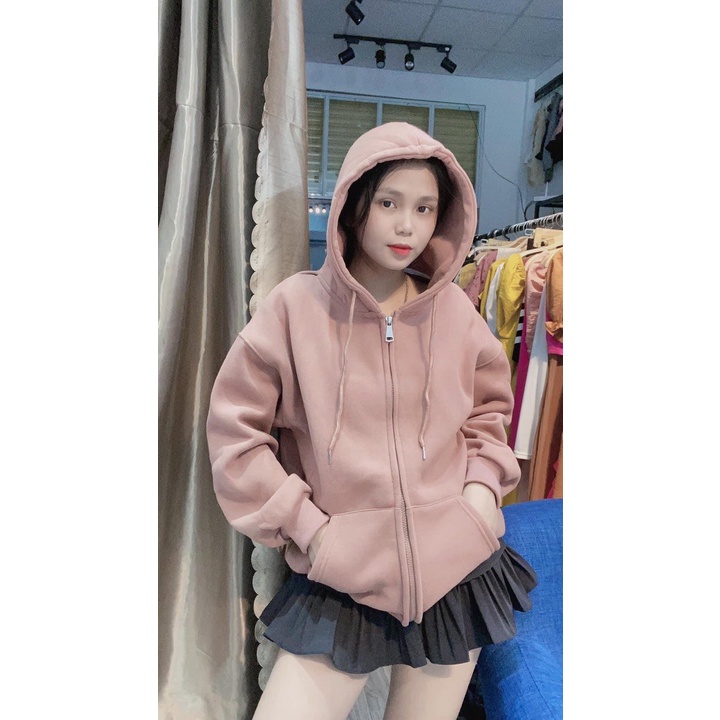 Áo khoác nỉ hoodie trơn Unisex - Tay dài form rộng có mũ dáng suông ulzzang nam nữ HOT