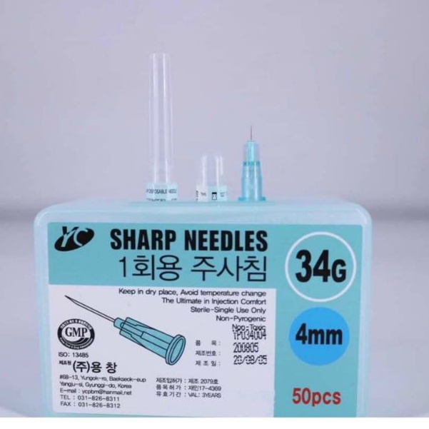 Sharp Needles - Hộp 50 Đầu kim tiêm meso 27G 30G 31G 32G 33G 34G đủ size 4mm 6mm 8mm 13mm Hàn Quốc dùng mesotherapy