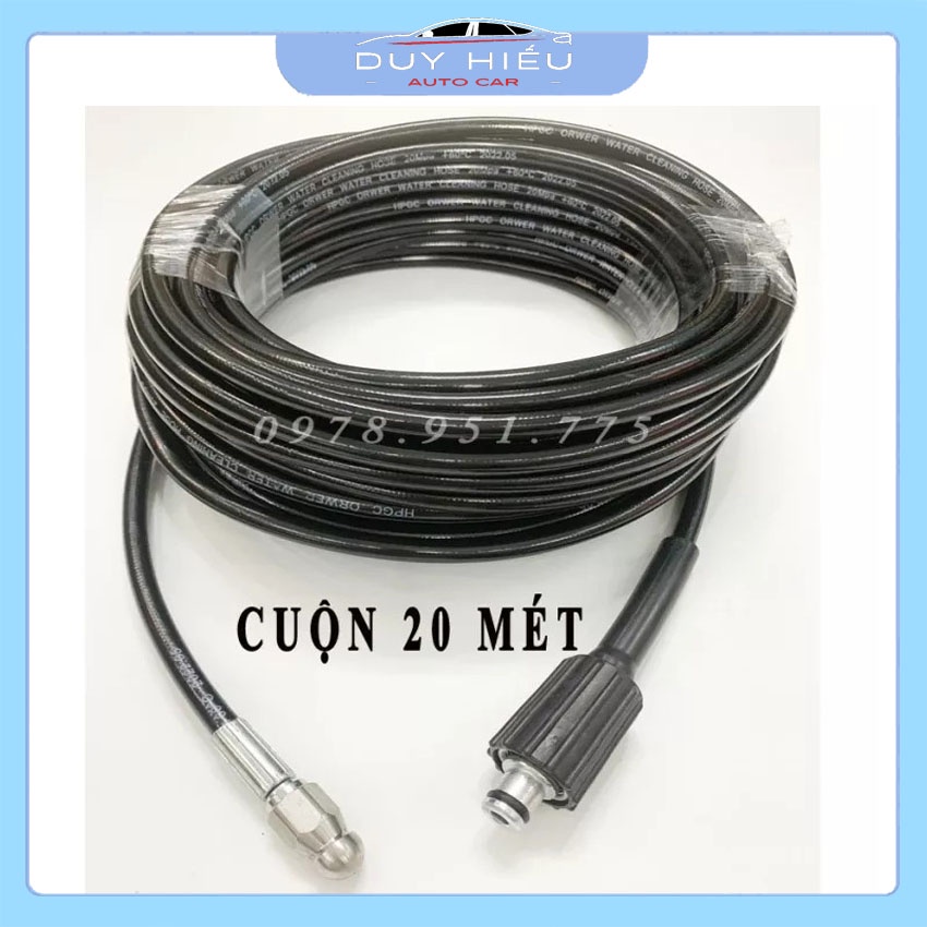 Cuộn Dây Thông Tắc Cống Bằng Áp Lực Nước Sử Dụng Máy Rửa Xe Đã Kèm Đầu Van