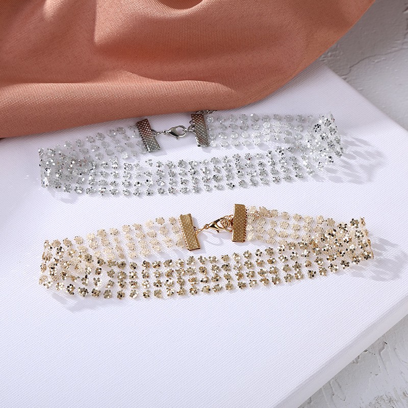 Vòng cổ lưới đính đá lấp lánh kiêu sa choker ôm sát cổ mẫu mới CKV109