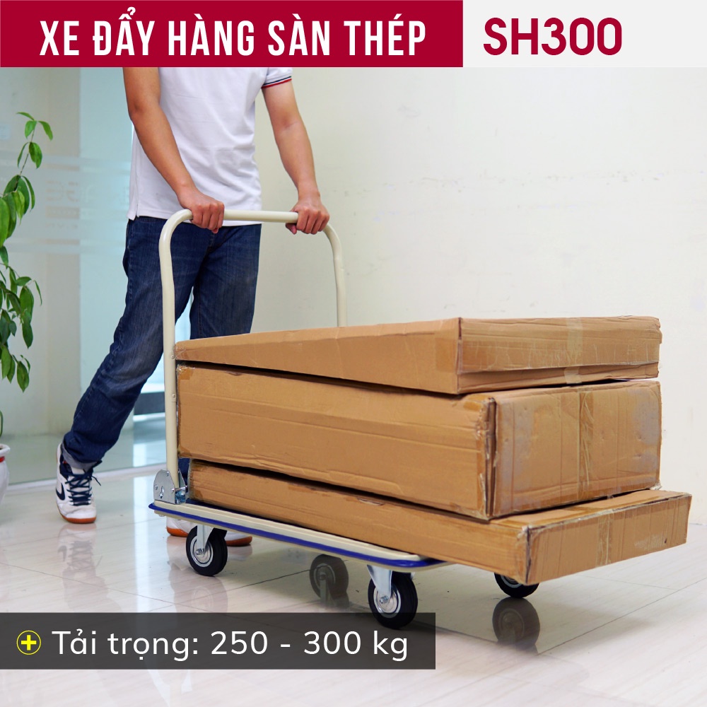 Xe đẩy hàng 4 bánh gấp gọn 300kg Nhập Khẩu Fujihome Nhật Bản, bánh cao su siêu bền, xe kéo hàng gấp gọn đa năng giá rẻ