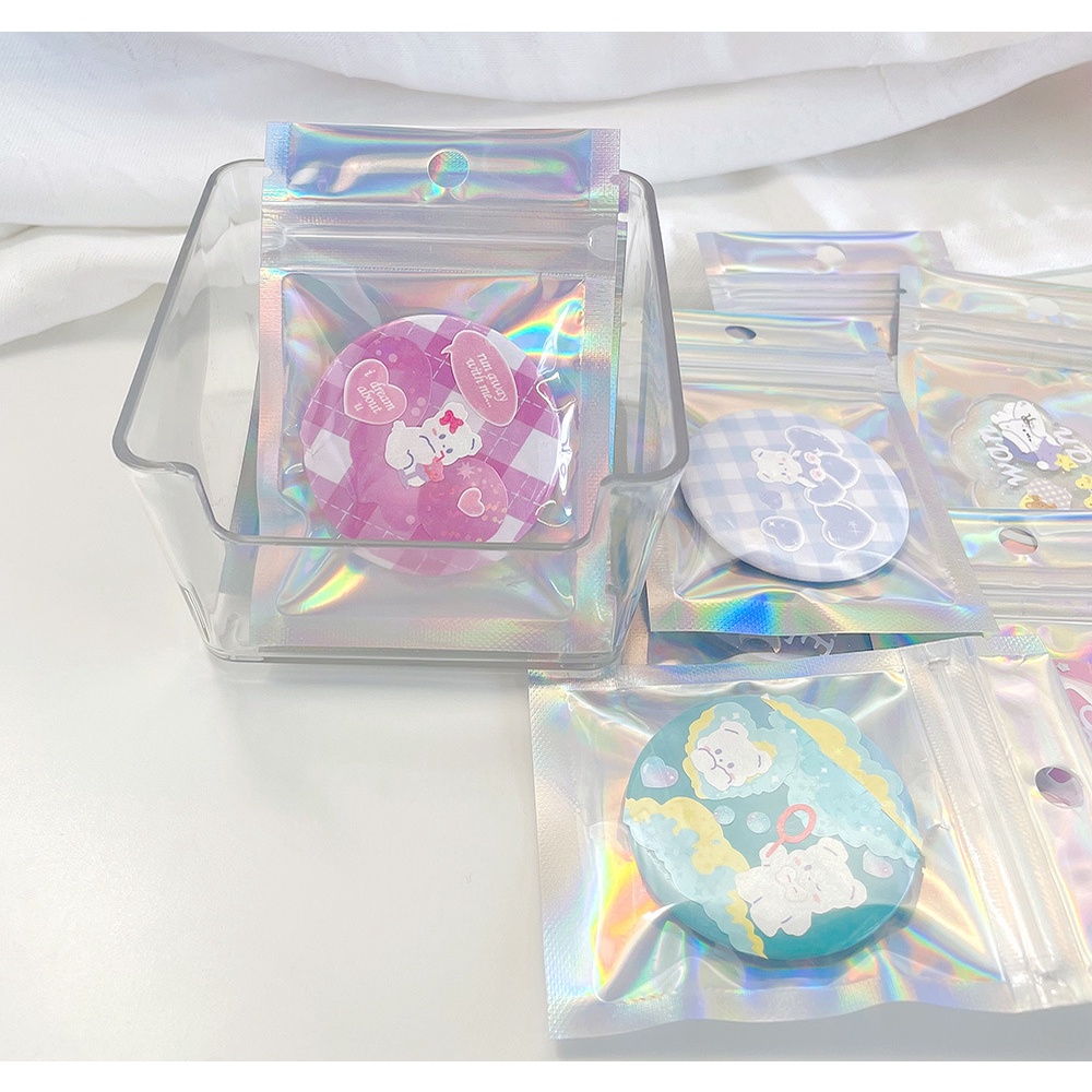 Peach Laser storage bag Self-sealing sealed bag Jewelry necklace ring items storage