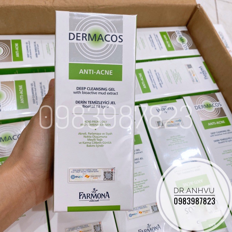Gel rửa sạch sâu ngừa mụn Dermacos date 12/2023