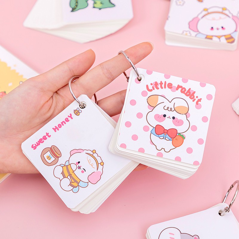 FlashCard Bộ Thẻ Ghi Chú, Ghi Nhớ Học Từ Vựng Ngoại Ngữ Mẫu Hoạt Hình Đáng Yêu (80 Tờ)