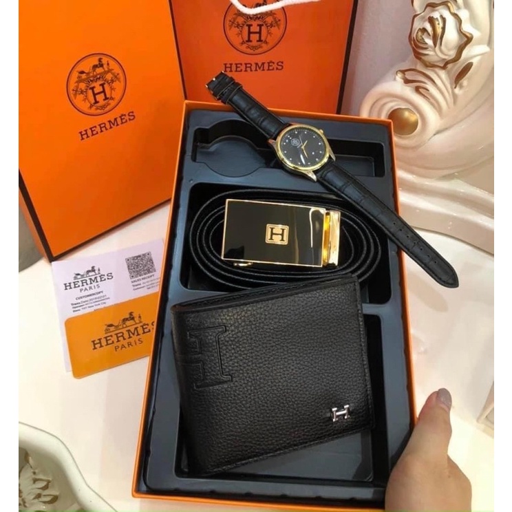 Set bộ Ví dây Nịt Đồng Hồ nam da mềm Pedro Lv Hm Fullbox túi giấy cao cấp quà tặng
