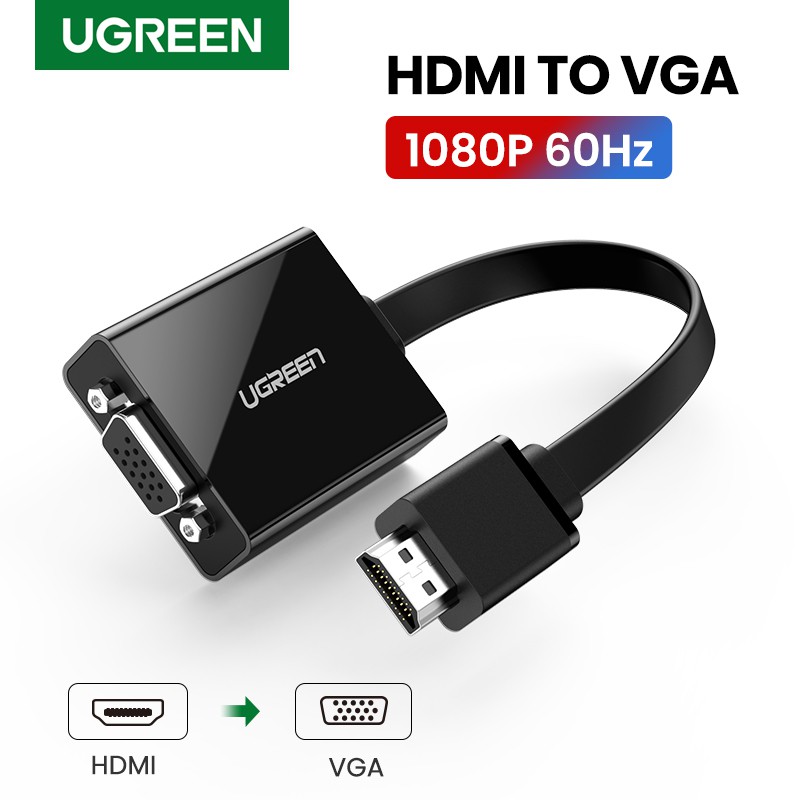 Bộ chuyển đổi UGREEN từ cổng HDMI sang VGA có giắc cắm 3.5mm 1080p