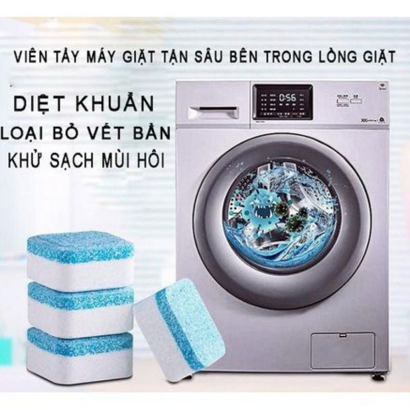 Viên tẩy lông máy giặt, tẩy lồng máy giặt siêu sạch,diệt khuẩn