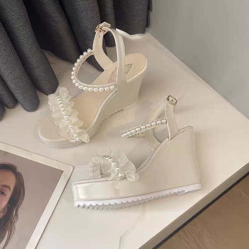 Sandal nữ quai bèo ngọc đế xuồng 10 phân