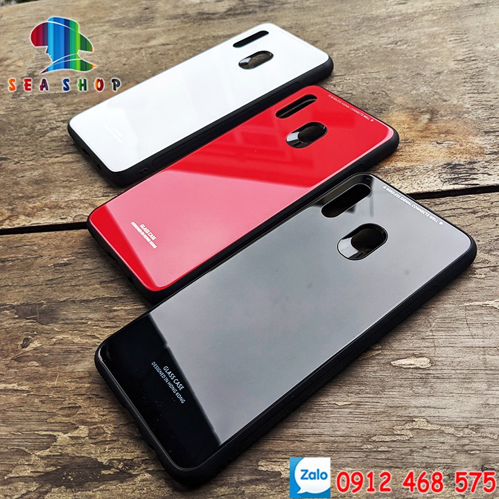 Ốp lưng Samsung A30, A20 - Viền nhựa dẻo - Mặt lưng sử dụng chất liệu kính cường lực, màu sắc luôn tươi sáng