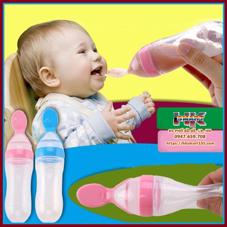 Bình thìa ăn dặm silicone 2in1 siêu mềm hình cá heo kèm núm nhai ăn dặm thông minh chống hóc cho bé Sami Nhật bản