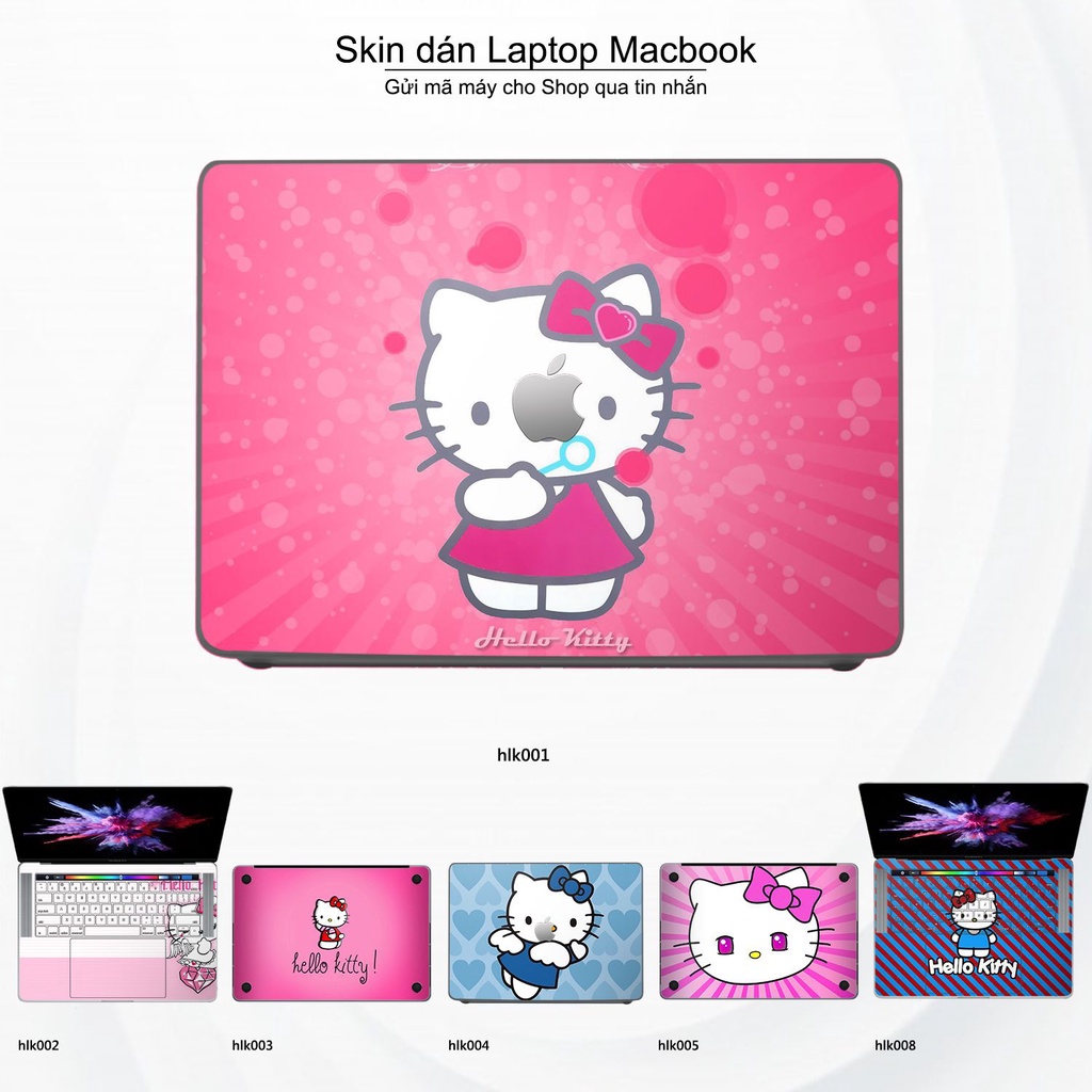 Skin dán Macbook mẫu Hello Kitty (đã cắt sẵn, inbox mã máy cho shop)