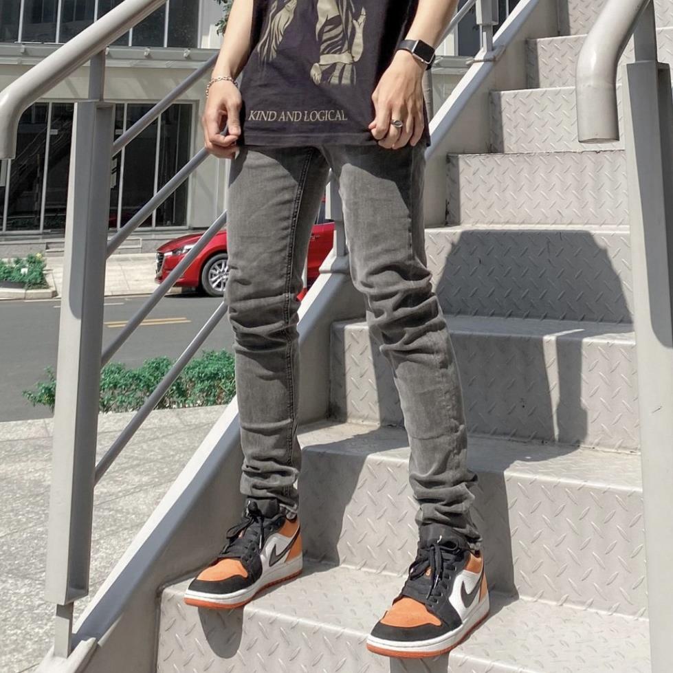 Quần Jean Nam Streetwear Cao Cấp FNOS NZ6 Màu Xám Trơn - Form Slimfit - Jean Thun Co Giãn. Đẹp