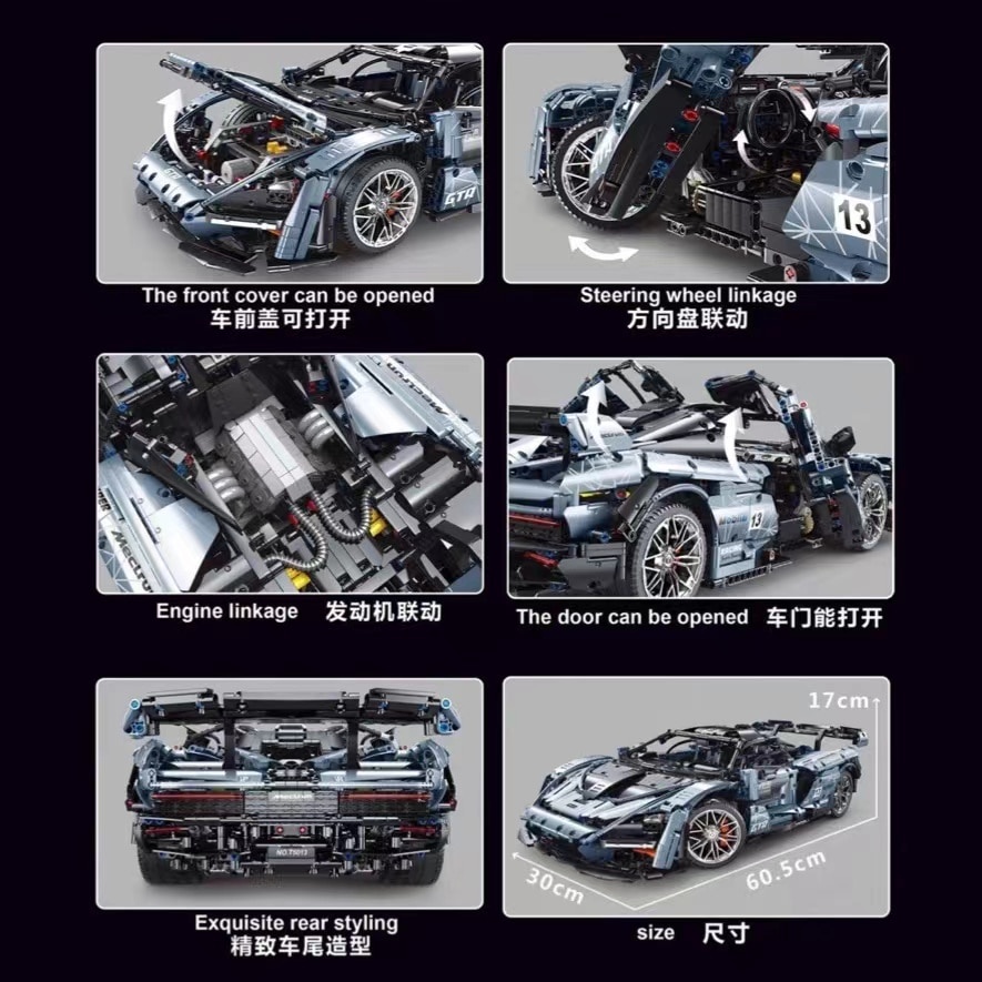 Đồ chơi Lắp ráp Mô hình siêu xe T5013 High-Tech McLarens Senna Super Hypercar Racing Car MOC