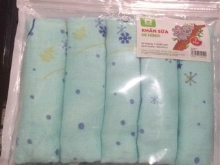 Sét 5 chiếc khăn sữa in hình cotton Mipbi