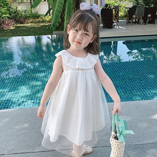 Đầm Cổ Lá Sen Cho Bé Gái