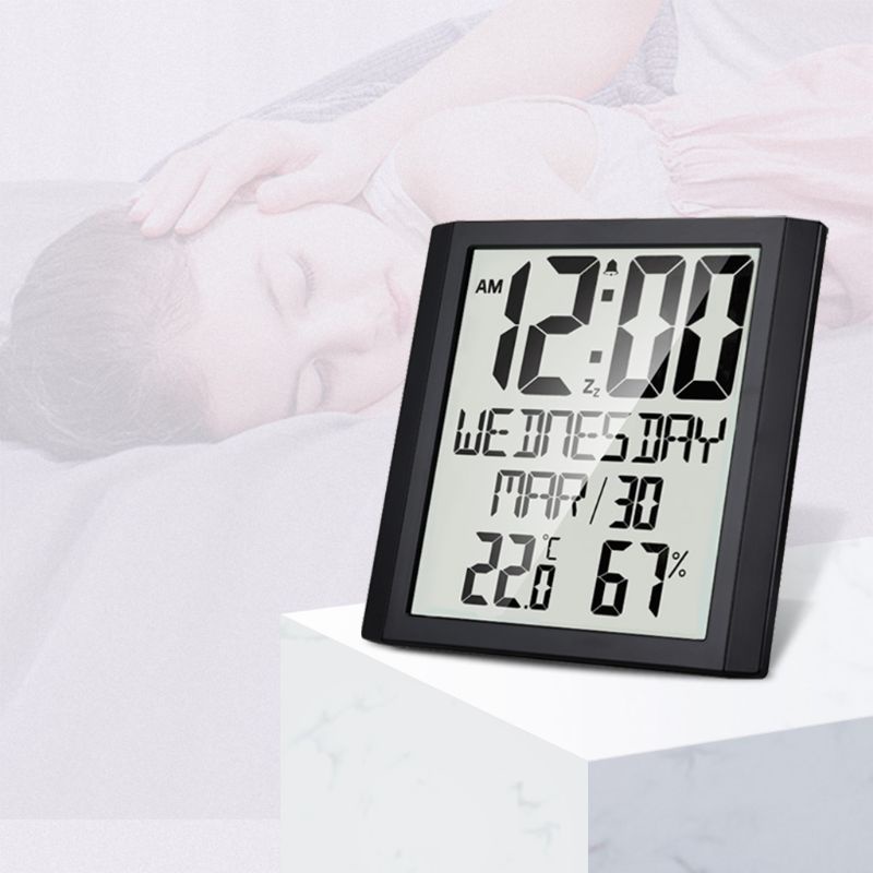 Đồng Hồ Treo Tường Kỹ Thuật Số Hiển Thị Ngày Tháng Cỡ Lớn