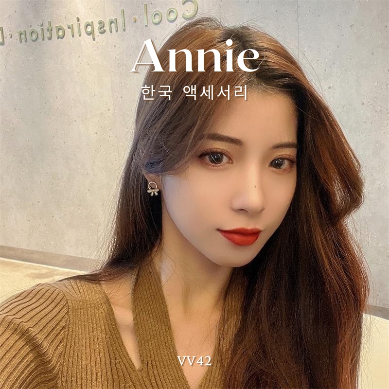 Bông tai nơ đính đá chuôi bạc 925 cao cấp kiểu dáng nhỏ xinh dể thương ANNIE - VV42