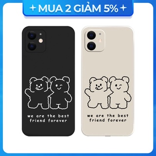 Ốp lưng cạnh vuông 6S/7 Plus/8G/Xr/Xs/13/...viền bảo vệ camera hình Gấu cặp