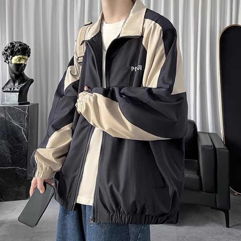 Áo Khoác Hai lớp Áo Khoác Bomber Dáng Rộng In Họa Tiết Đơn Giản Thời Trang Hàn Quốc Cho Nam Nữ