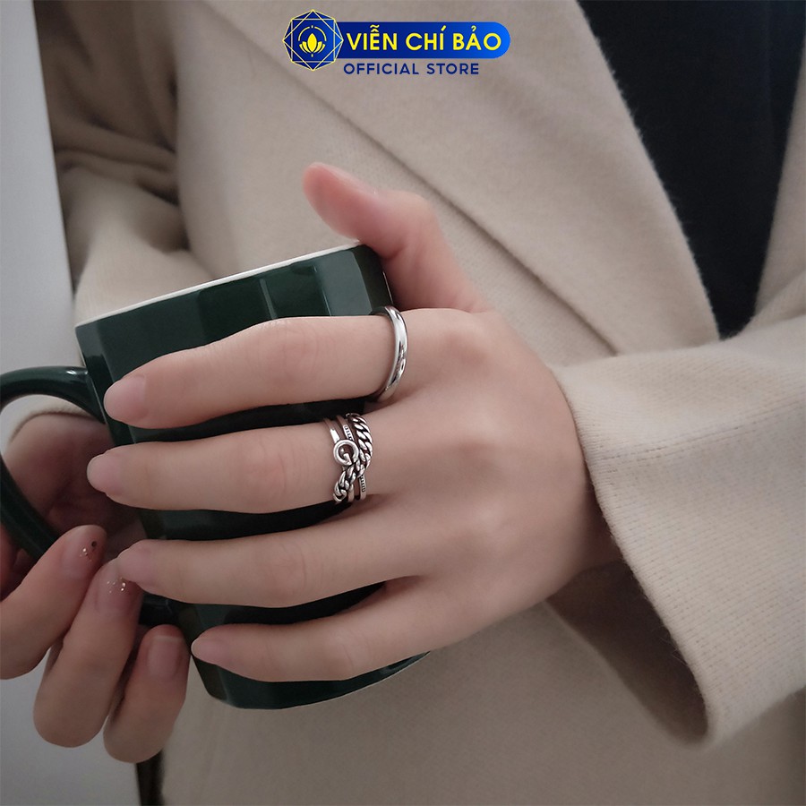 Nhẫn bạc nữ chữ G dây xích chất liệu bạc Thái 925 thời trang phụ kiện trang sức nữ thương hiệu Viễn Chí Bảo N000464