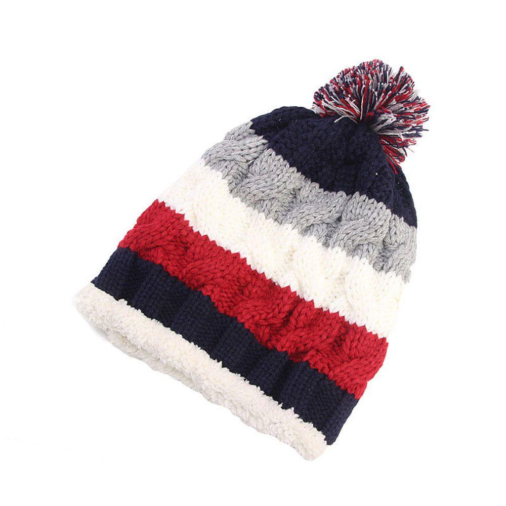 Mũ Beanie Dệt Kim Họa Tiết Sọc Thời Trang Cho Nữ