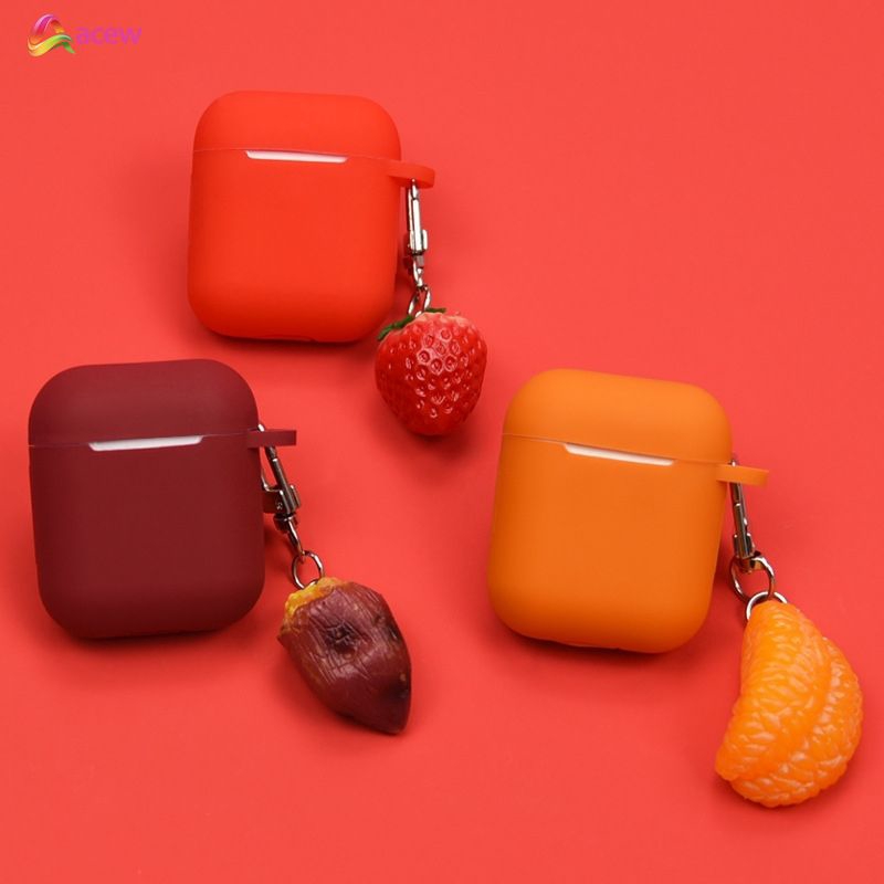 ✪Earphone*COD✪ Applicable airpods protective cover cute cartoon strawberry silicone anti-fall headset creative earphone