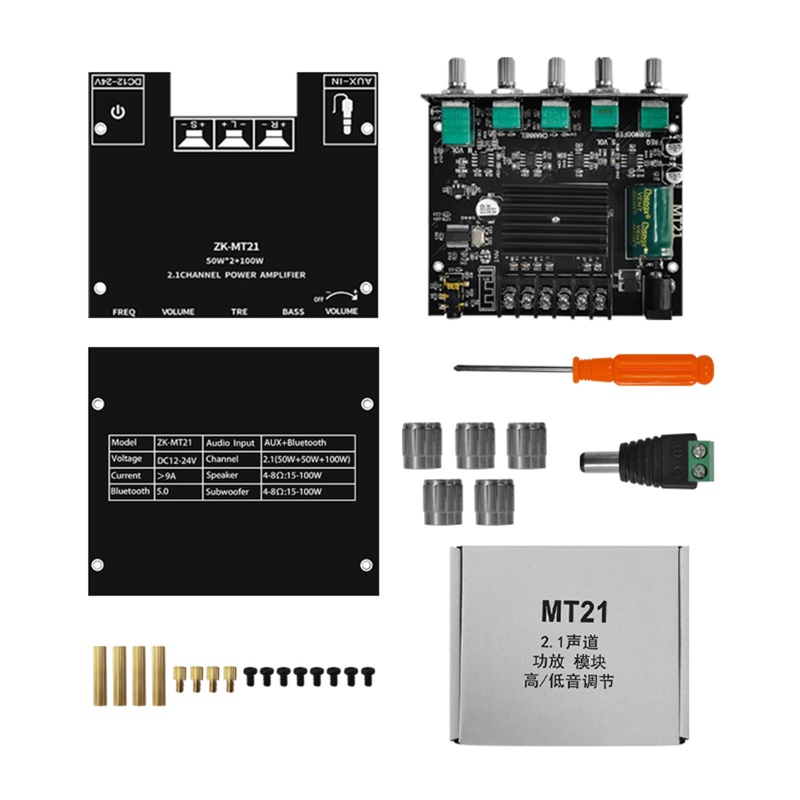Bảng mạch khuếch đại âm thanh siêu trầm ZK-MT21 tương thích bluetooth 5.0 50wx2+100w
