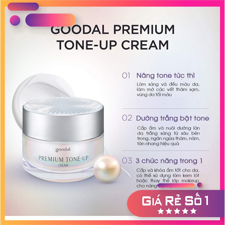 Kem ốc sên DƯỠNG TRẮNG, NÂNG TONE Goodal Premium Tone Up Cream 30ml -phân phối chính hãng từ c.ty TNHH mỹ phẩm Star