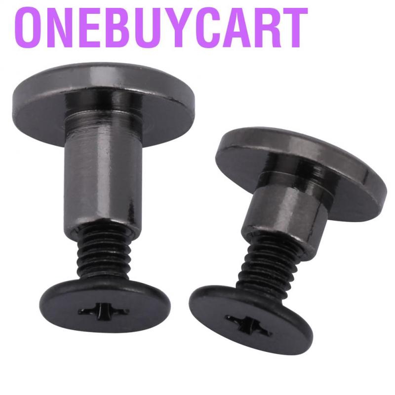 Onebuycart 20 Sets 5/8mm Flat Head Solid Stud Screwback Screw Rivet Leather Craft DIY Black