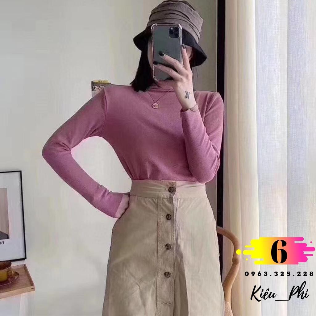 Áo giữ nhiệt nữ Monte dài tay Hàng loại 1 áo thun cổ lọ thu đông montie đủ 6 màu kèm túi zip