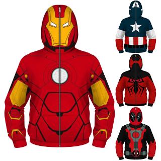 Masked spiderman Cosplay trùm đầu áo khoác bé trai mùa thu áo jacket Boys Iron Man Coats đối với trẻ em Áo khoác ngoài