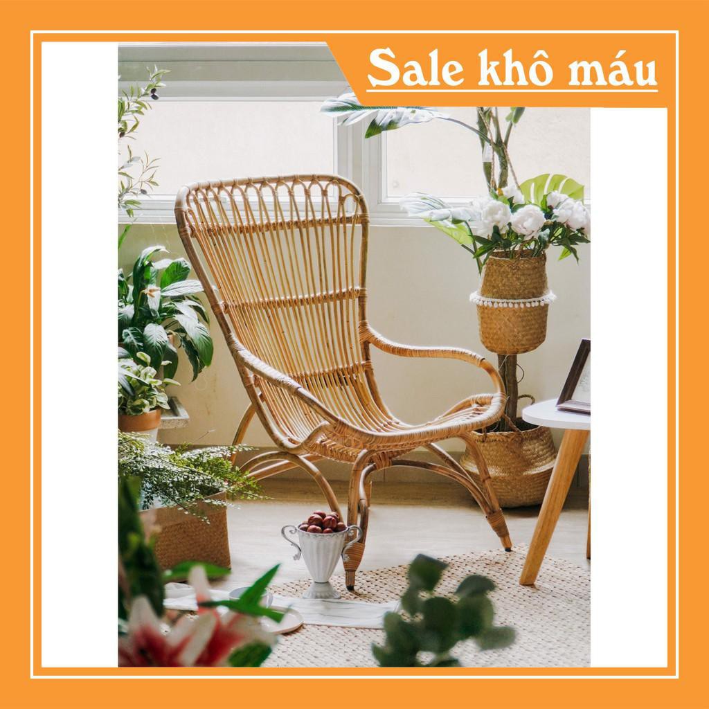 ghế mây lưng cao Armchair vàng trang trí quán cafe, phòng khách, ban công CAO CẤP [Giá Nhập Kho]