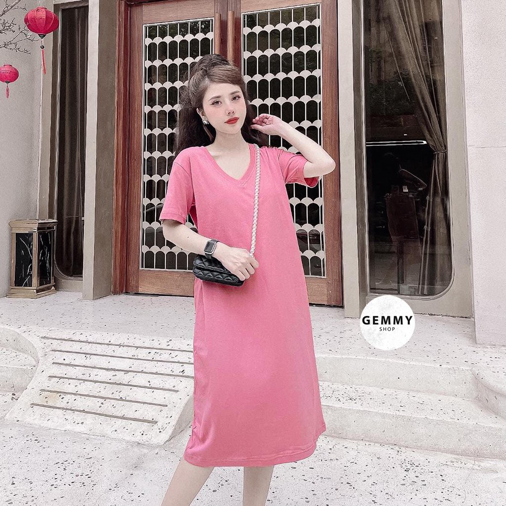 Váy xuông dài, Đầm suông dài chất cotton Gemmy House cổ tim trơn | BigBuy360 - bigbuy360.vn