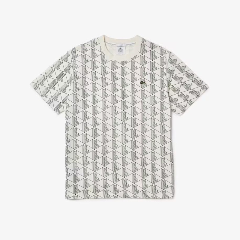 Áo Unisex Lacoste Monogram Print Cotton T-shirt