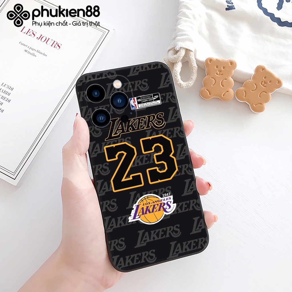 Ốp lưng ip Lakers Bóng rổ cạnh vuông 6/6plus/6s/6splus/7/7plus/8/8plus/x/xr/xs/11/12/13/pro/max/plus/promax