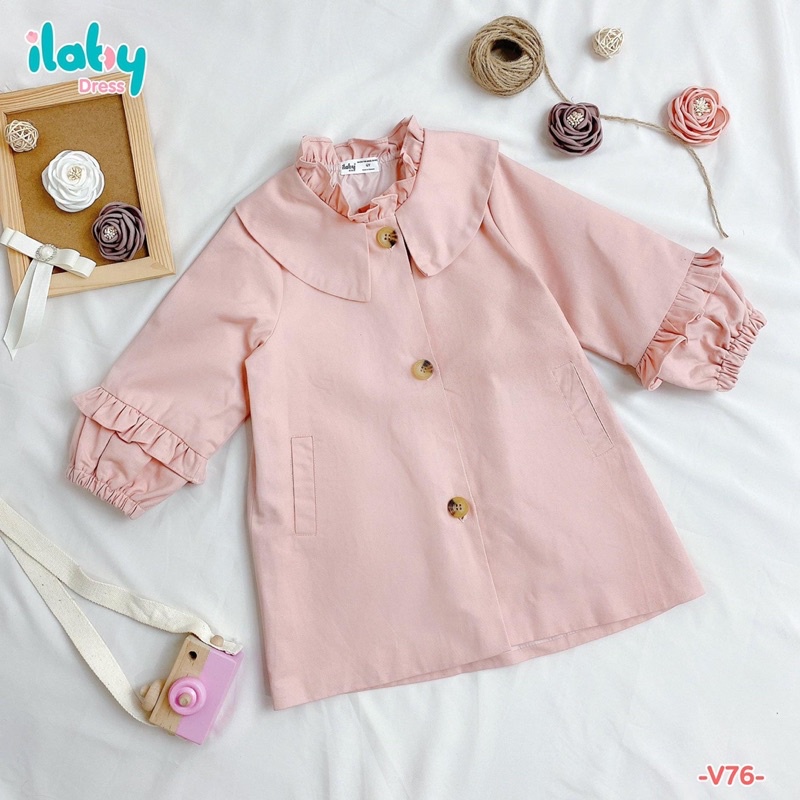 Áo khoác kaki măng tô Hồng Pastel- Hàng thiết kế cho bé- Giá tốt - SHOP NHÀ CỦA POOH