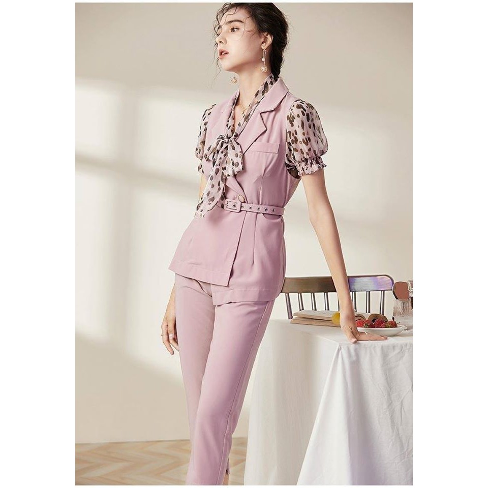 HÀNG NHẬP - SÉT BỘ ÁO SƠ MI QUẦN BAGGY LỬNG KÈM ÁO GILE MÀU HỒNG CAO CẤP - LCT351460