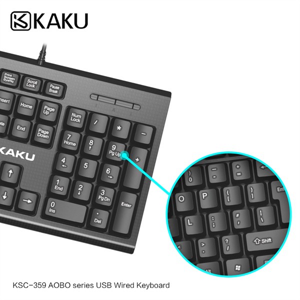 Bàn phím máy tính KAKU KSC-359 phím bấm êm ái chống nước dễ vệ sinh thiết kế tinh tế đơn giả