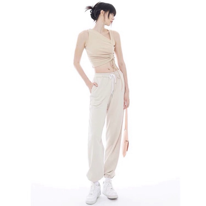 Áo croptop nữ  LUHAZO  len dệt kim  kiểu dây rút chéo không tay sexy quyến rũ mẫu mới 2022 DK5T401