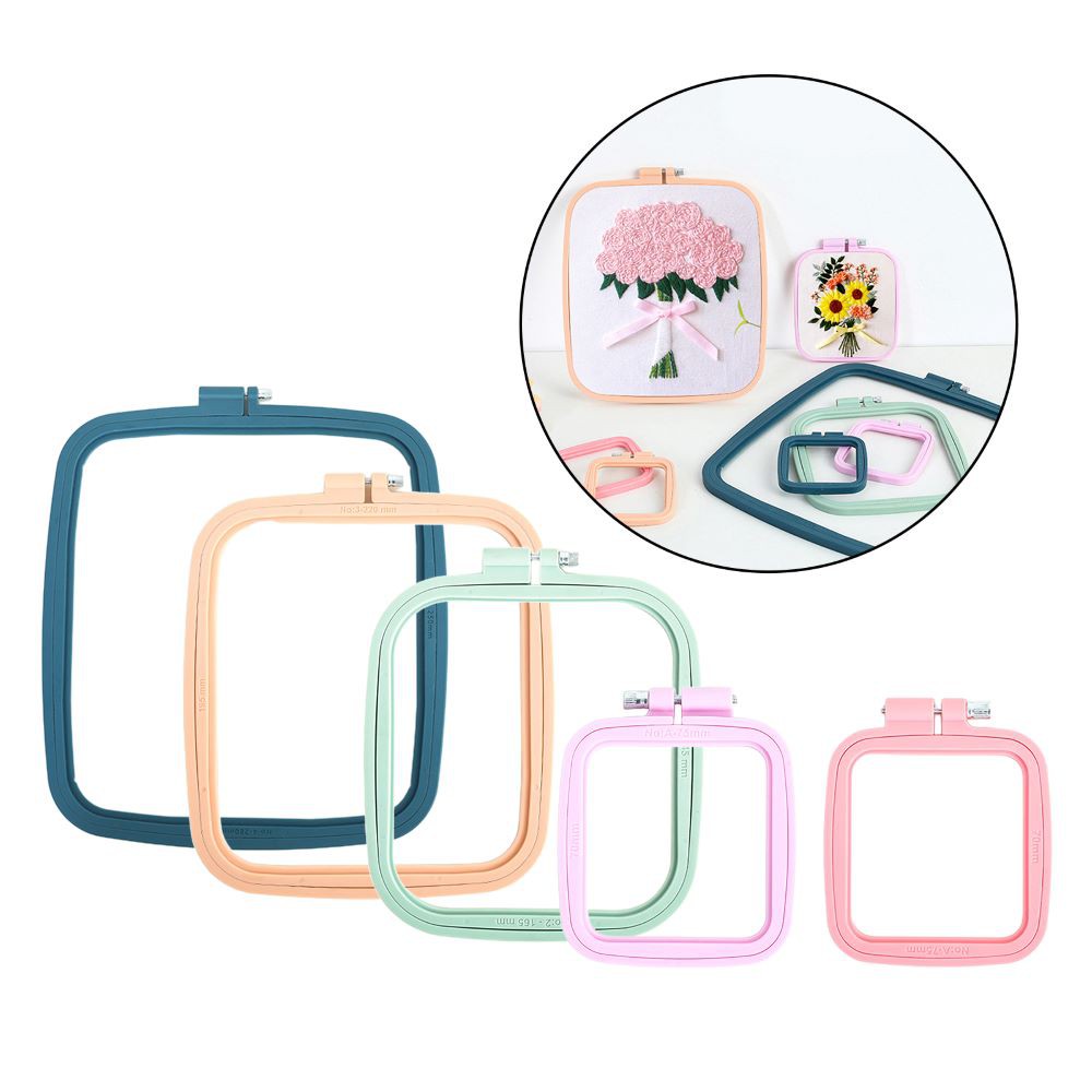 Set 1/4/5 khung nhựa vuông bo tròn hỗ trợ thêu chữ thập thủ công tại nhà DIY EPOCH