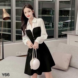 Váy đen tay phối trắng Y66