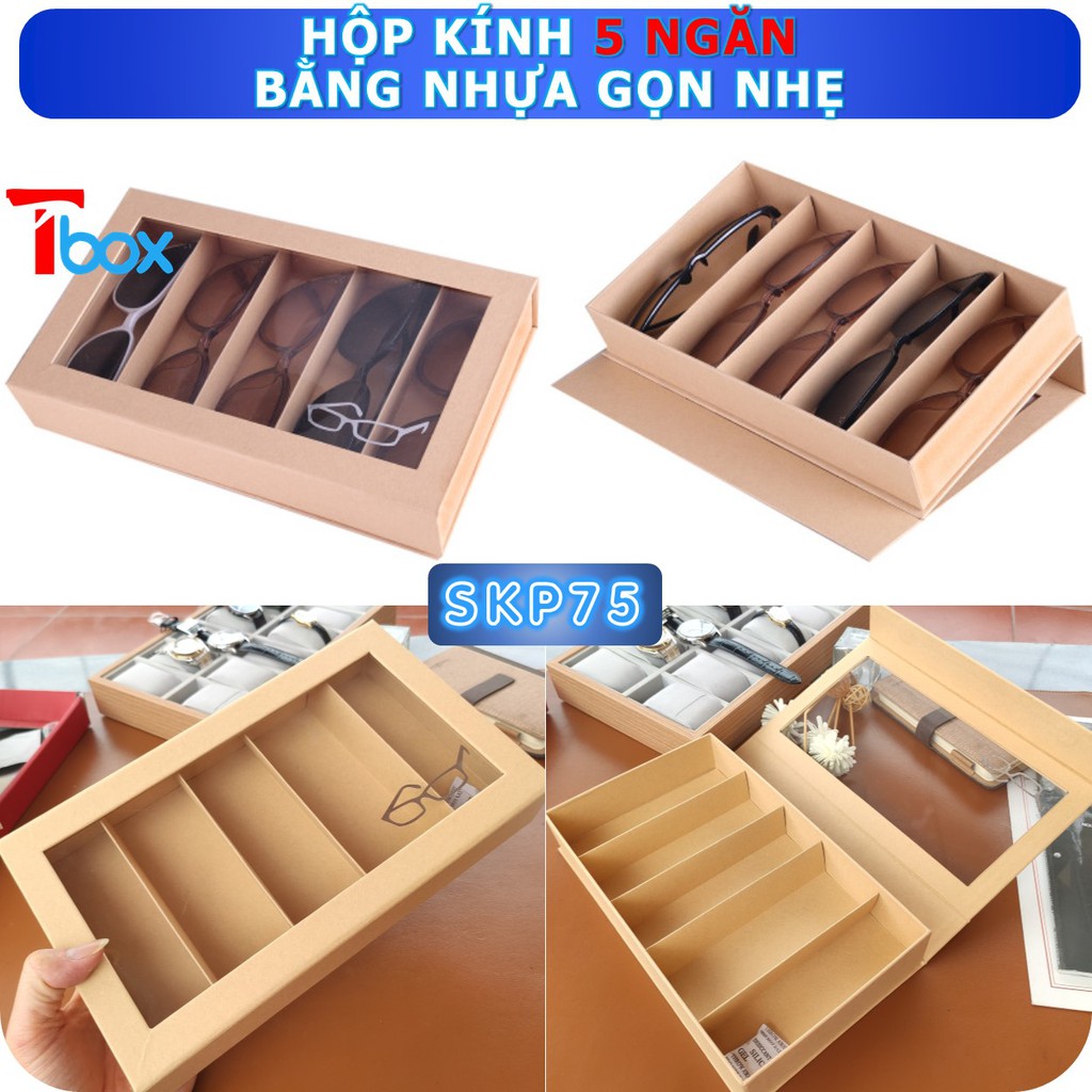 Hộp đựng đồng hồ 6 ngăn bằng da mặt trên kính để trưng bày đồng hồ