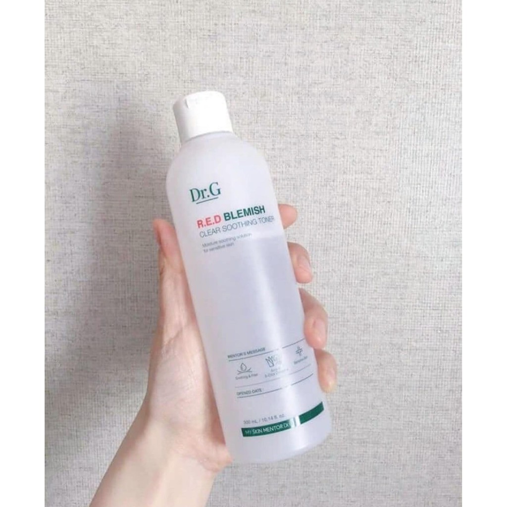 Nước hoa hồng DR.G RED BLEMISH CLEAR SOOTHING TONER 300ml+ BÔNG TẨY TRANG