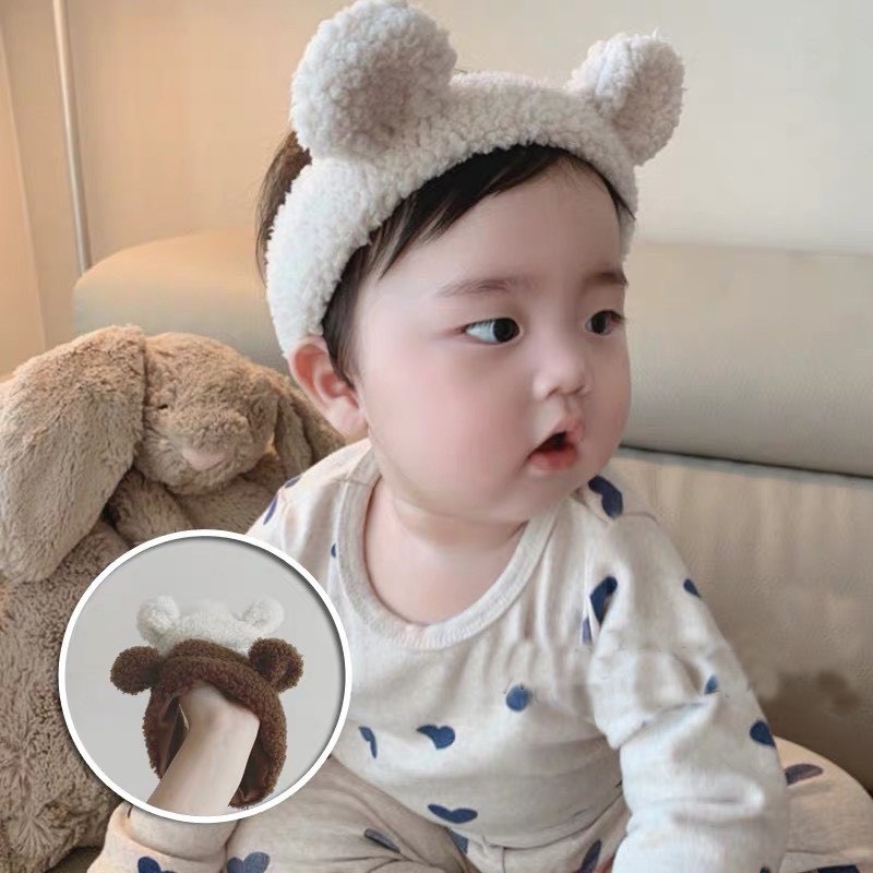Băng Đô Tai Gấu Teddy Lông Cừu Cho Bé