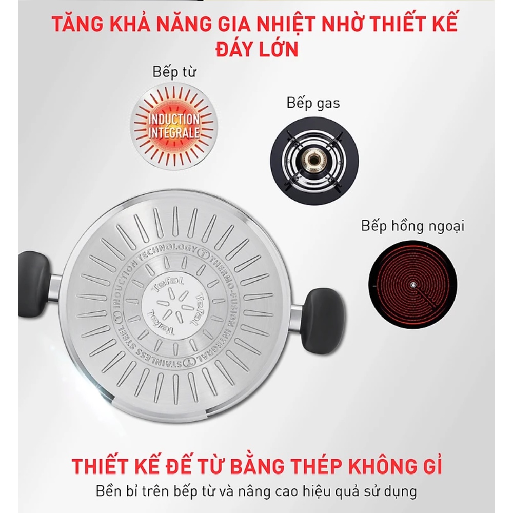 Bộ 3 nồi Inox đáy từ chống dính Tefal Primary 16/20/24cm