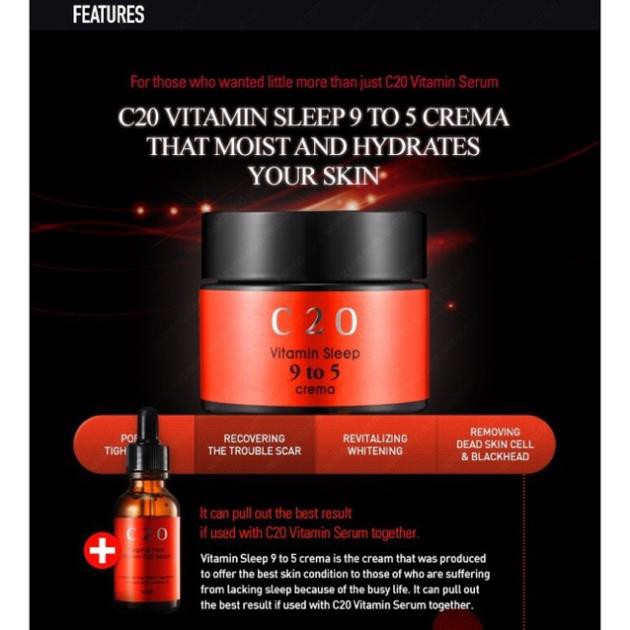 Kem Dưỡng C20 Vitamin Sleep 9 To 5 Crema giảm vết thâm mụn, làm sáng da [ hàng chuẩn Hàn Quốc ]